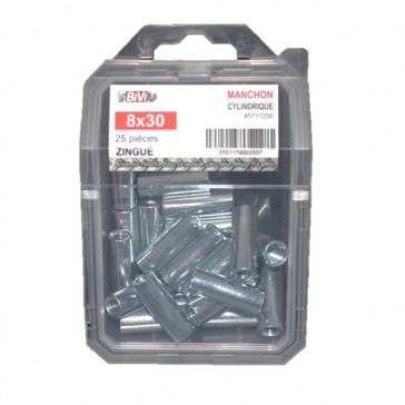 Manchon cylindrique DIN 6334 Zingué 8 x 30 mm Coque de 25 pièces
