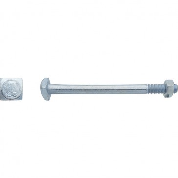 Boulon charpente bois tête carrée Classe 4,8 NFE 27341 - 14 x 350 mm Zingué