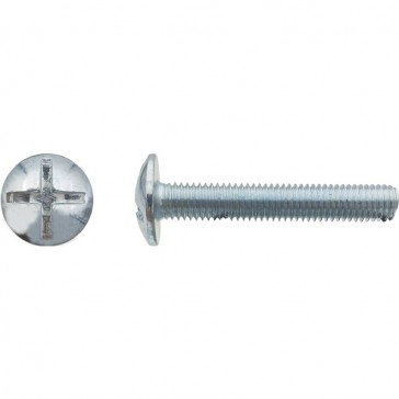 Vis poêlier tête ronde large fendue en croix Zingué - 4 x 25 mm