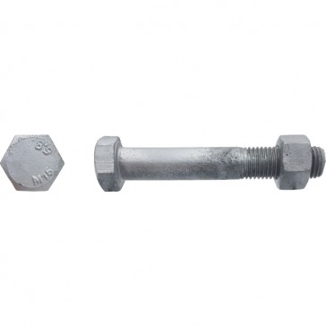 Boulon charpente bois tête hexagonale ISO 4014/4032 Filetage partiel classe 6,8 - 12 x 110 mm galvanisé à chaud
