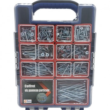 Coffret de 845 Vis panneau particule (Vis Agglo) Tête Fraisée Pozidriv® Zingué